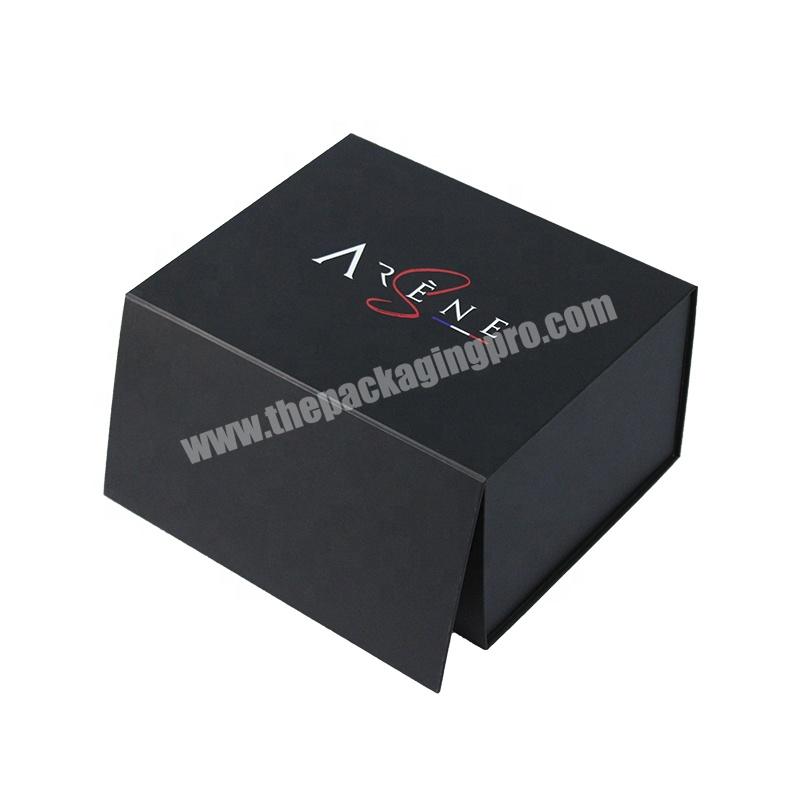 Custom Logo Matte Black Magnetic Closure Paper Gift Folding Box For Garments Clothing Packaging