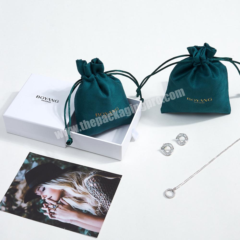 Custom Logo Necklace Earring Gift Dust Packaging Bag Jewelry Drawstring Suede Bag Pouch