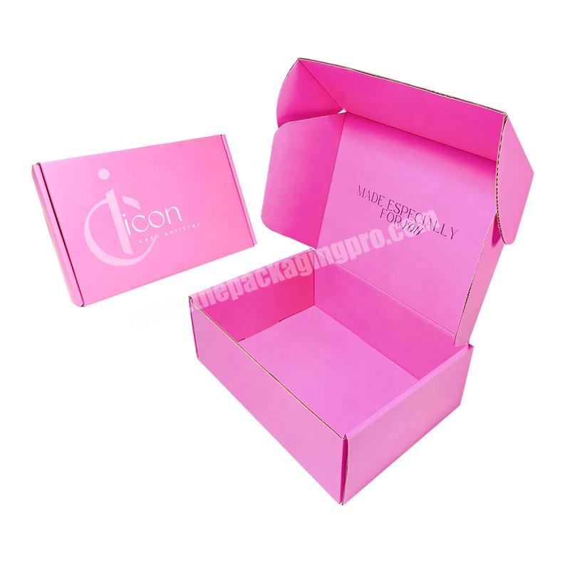 Custom Logo Pink Cardboard Cartons Shipping box for small business Cosmetics Mailing Corrugated Packaging Mailer Box With Logo