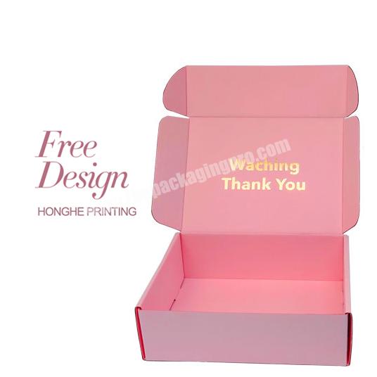 Custom Logo Pink Corrugated Mailer Kraft Cardboard Paper Packaging Mailing Postal Shipping Box