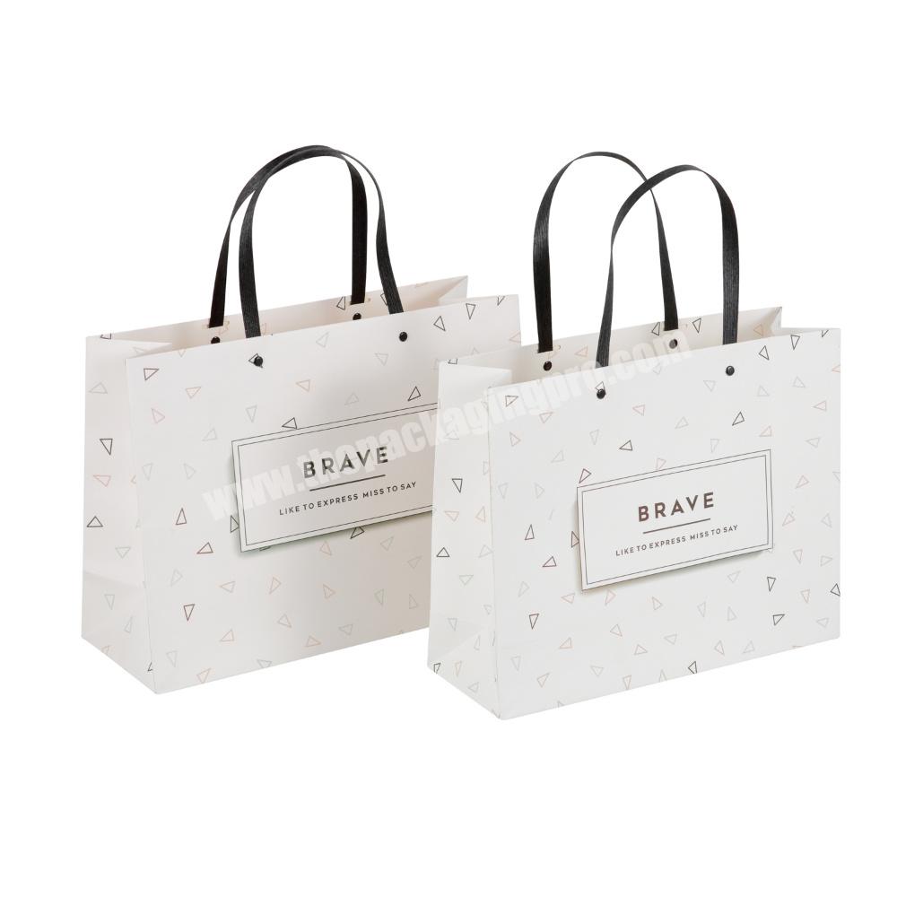 Custom Logo Printed Luxury Shopping White Paper Bag with Handle