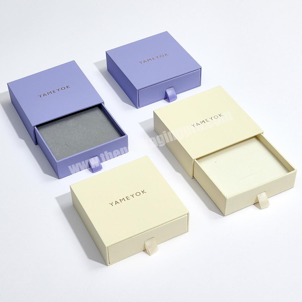 Custom Logo Printed Paper Luxury Sliding Jewelry Box Packaging Drawer Jewelry Box