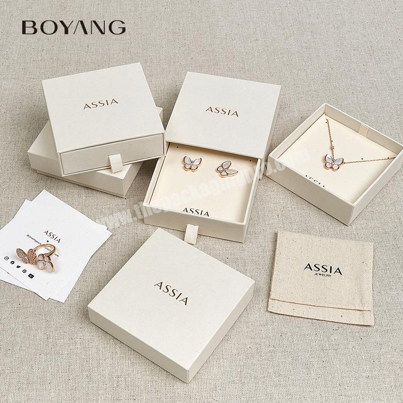 Custom Logo Recycled Small Paper Gift Earring Bracelet Necklace Ring Packaging Jewelry Boxes