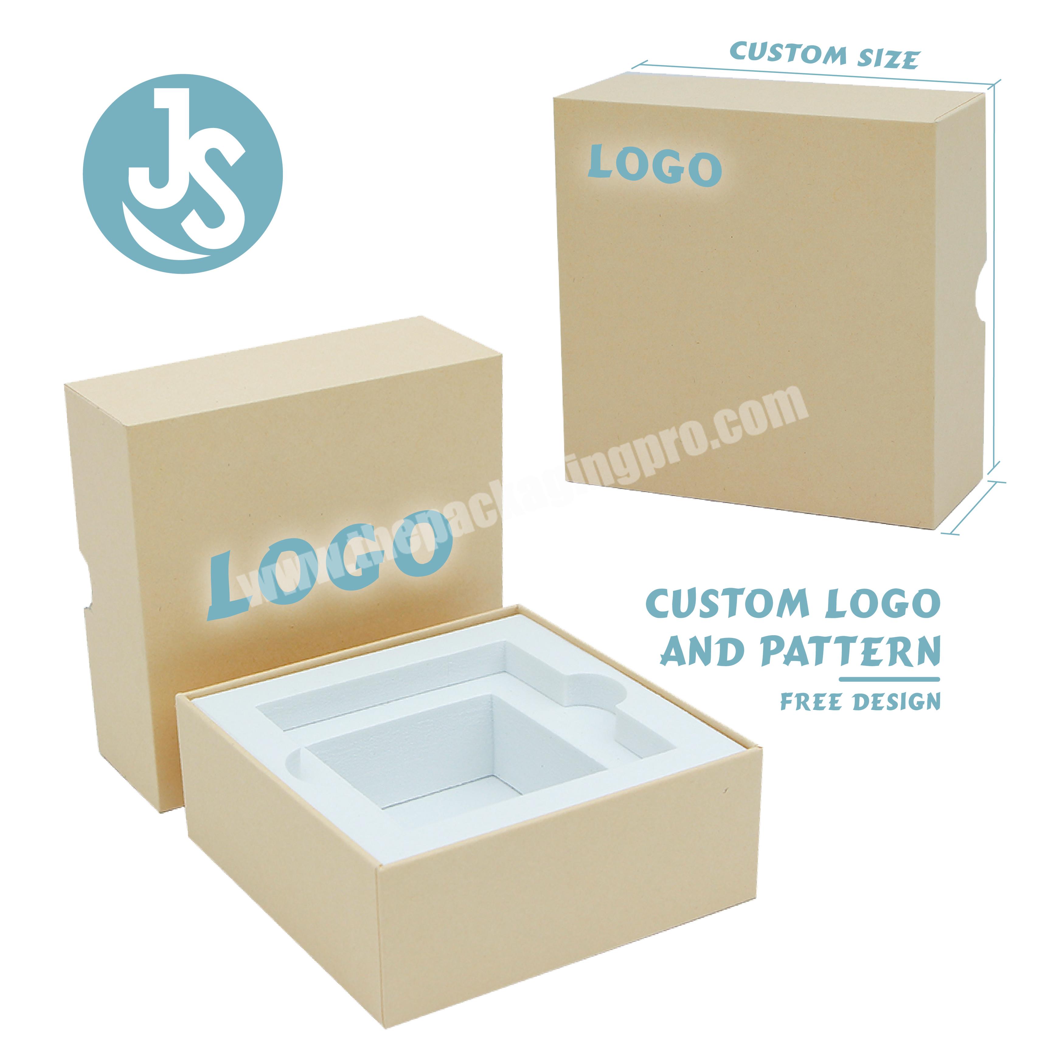Custom Logo Size Digital Products Lid And Base Box Package Gift Box High Quality Thick Kraft Paper Box With Eva Foam Insert
