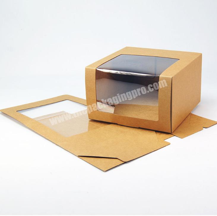 Custom Logo Square Kraft Paper Baseball Cap Packaging Box With PVC Window