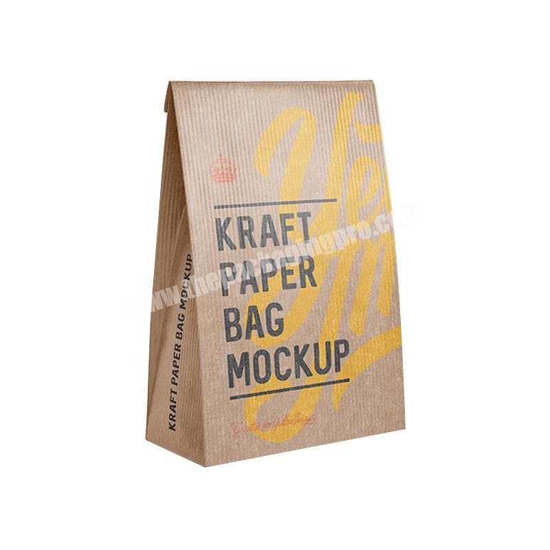 Custom Logo Take Away Food Brown Kraft Paper Bag Logo Printed High Quality Recycle-able Bread Paper Bag