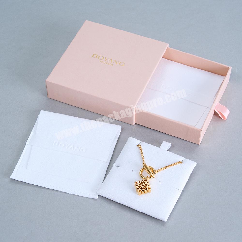 Custom Logo White Multifunction Necklace Storage Bag Microfiber Jewelry Packaging Pouch with Box