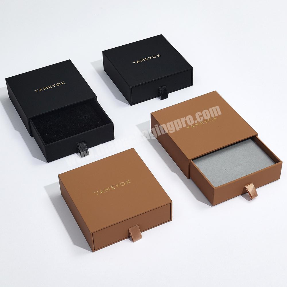 Custom Luxury Square Cardboard Paper Small Slider Drawer Gift Packaging Jewelry Box