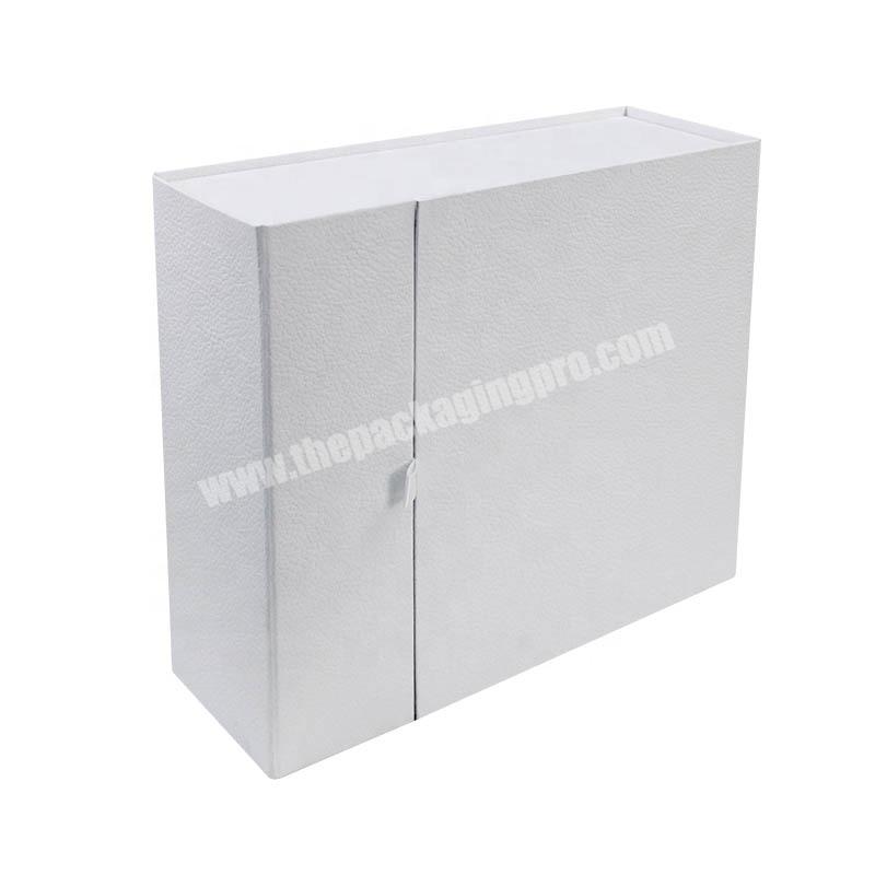 Custom Luxury Style  White Texture Paper Box Clothing Folding Paper Box Magnetic Black Gift Box