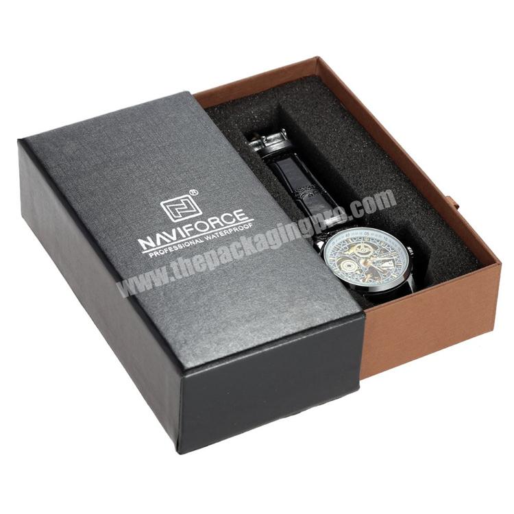 Custom Luxury Watch Black Kraft Paper Drawer Gift Box