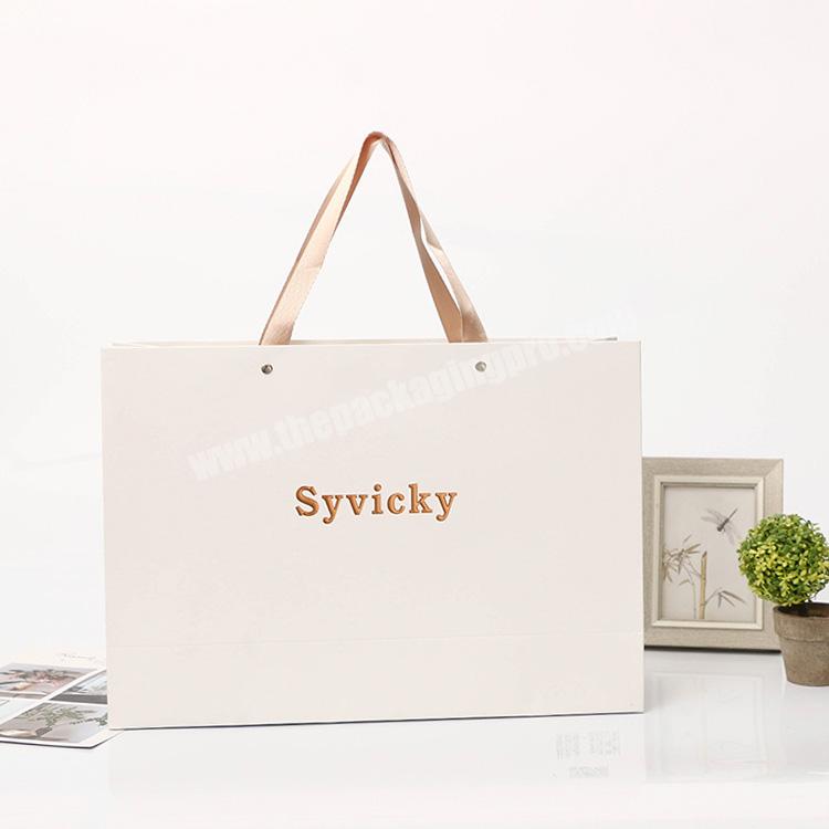 Custom Luxury White Clothes Store Retail Packaging Gift Carry Bags Boutique Shopping Paper Bags With Your Own Logo