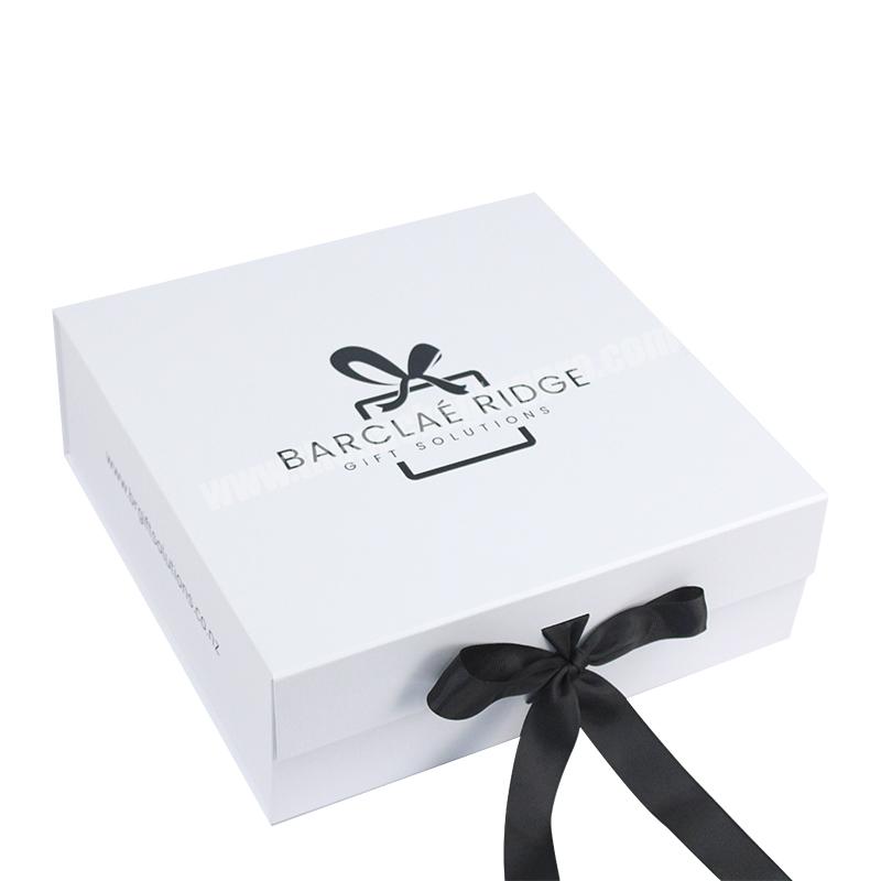 Custom Luxury White Magnetic Collapsible Garment Boxes With Ribbon ...