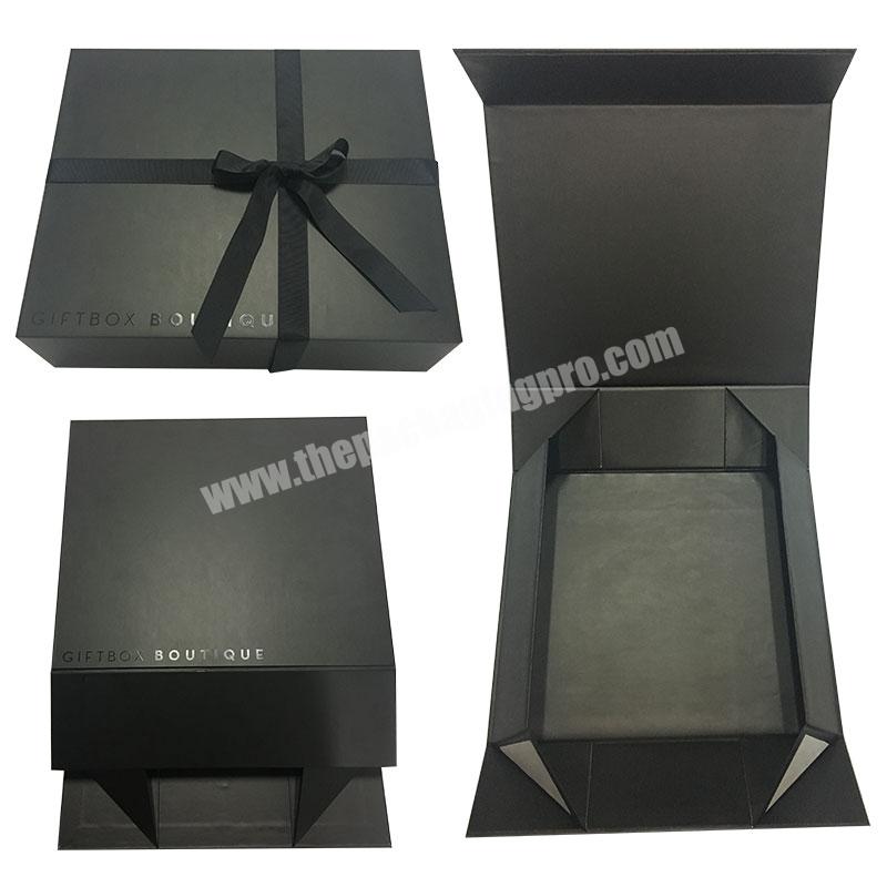 Custom Magnetic Packaging Box Rigid Beautiful Paper box Black Luxury Magnetic Foldable Gift Box