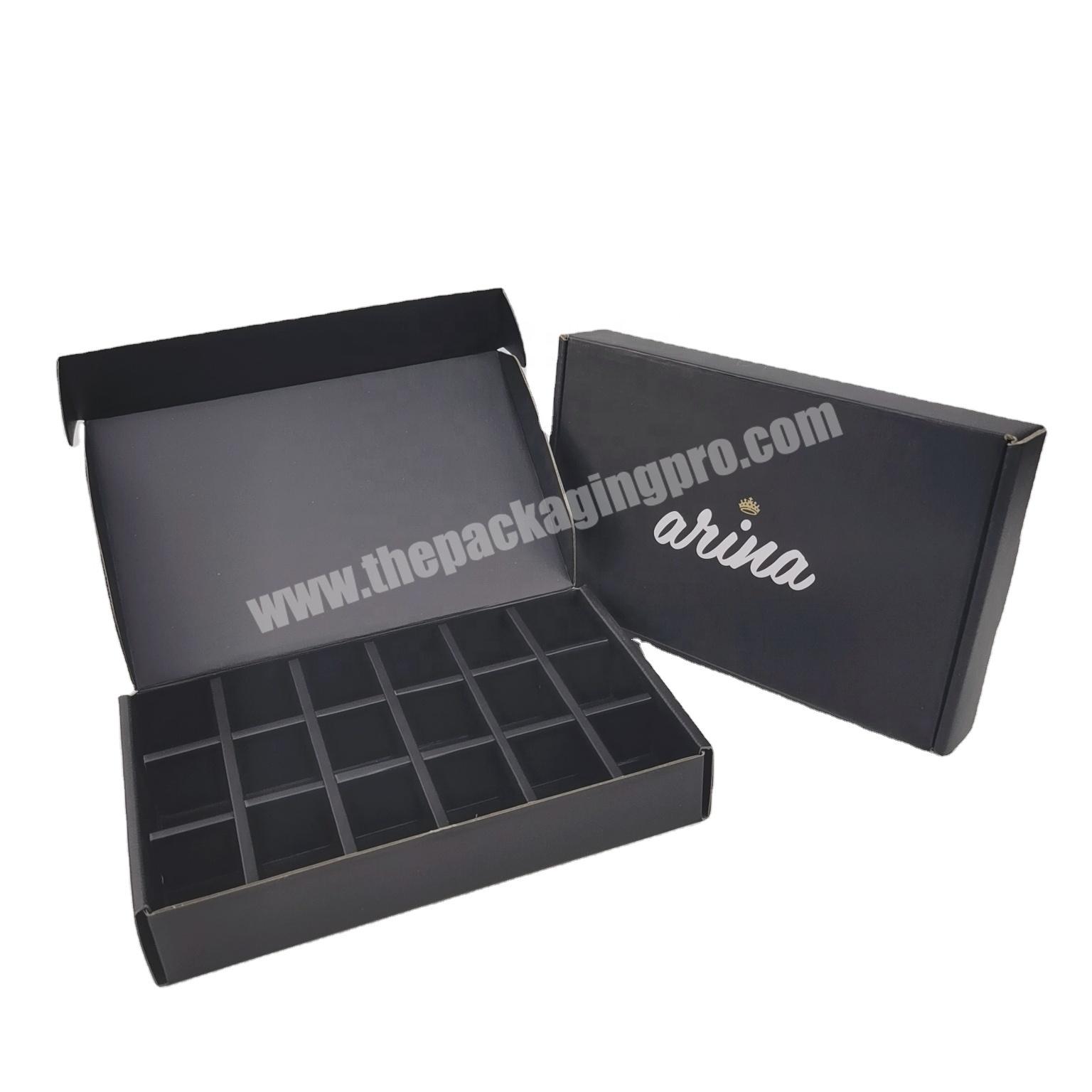 Custom Matte Black Paper Packaging Gift Corrugated Shipping Box Mailers With Divider
