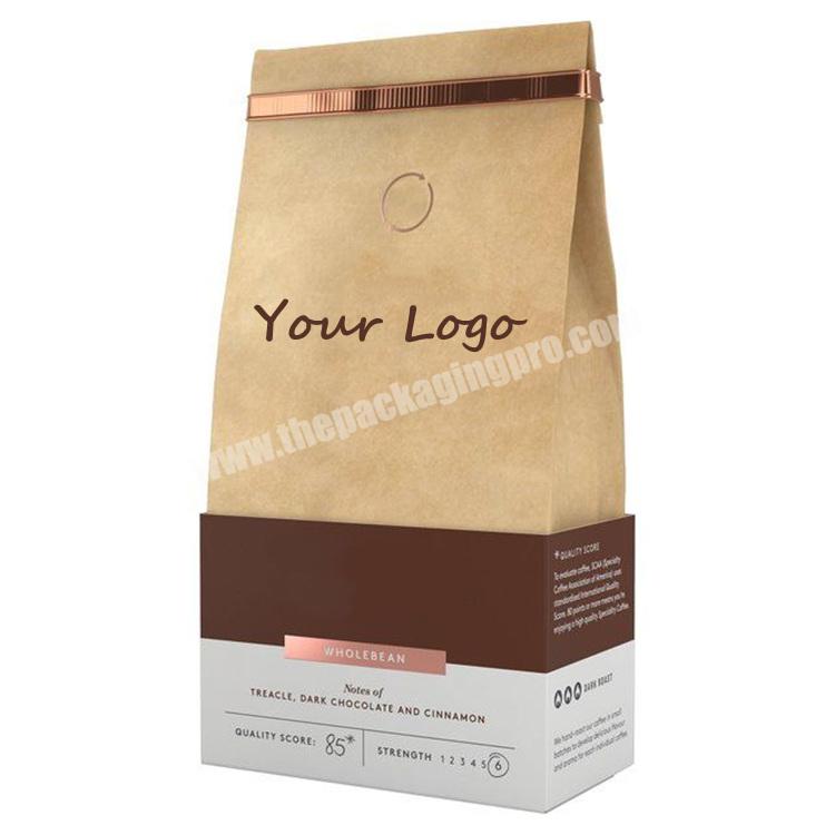 Custom Mini Special Coffee Paper Stand Up Pouch Tin Tie Kraft Bags For Coffee With Valve