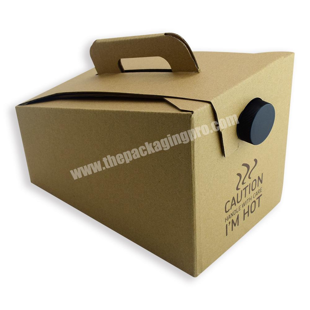 Custom Paper Brown 1L 3L Bag In Box For Liquid Products Disposable Beverage Container Coffee To Go Traveler Dispenser Box