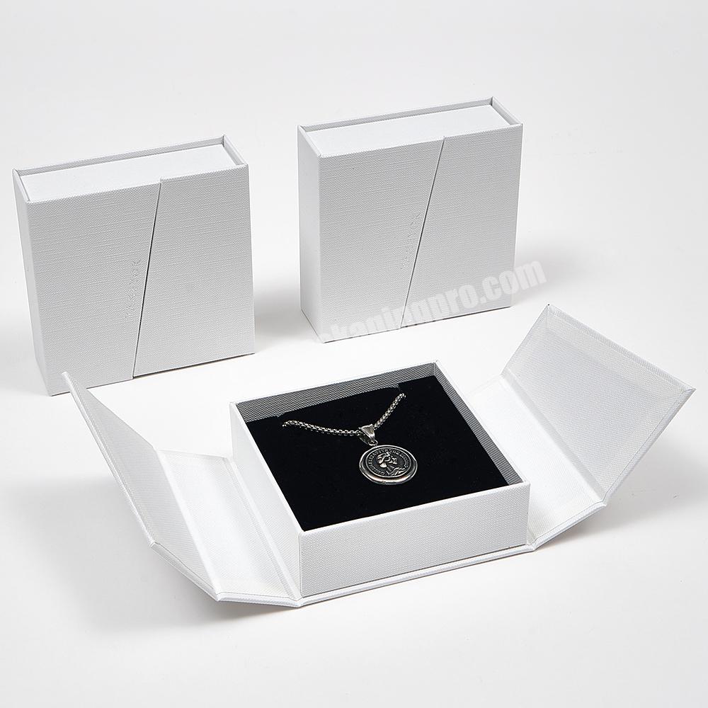 Custom Paper Cardboard Necklace Earring Bracelet Ring Packaging Box White Double Door Jewelry Box