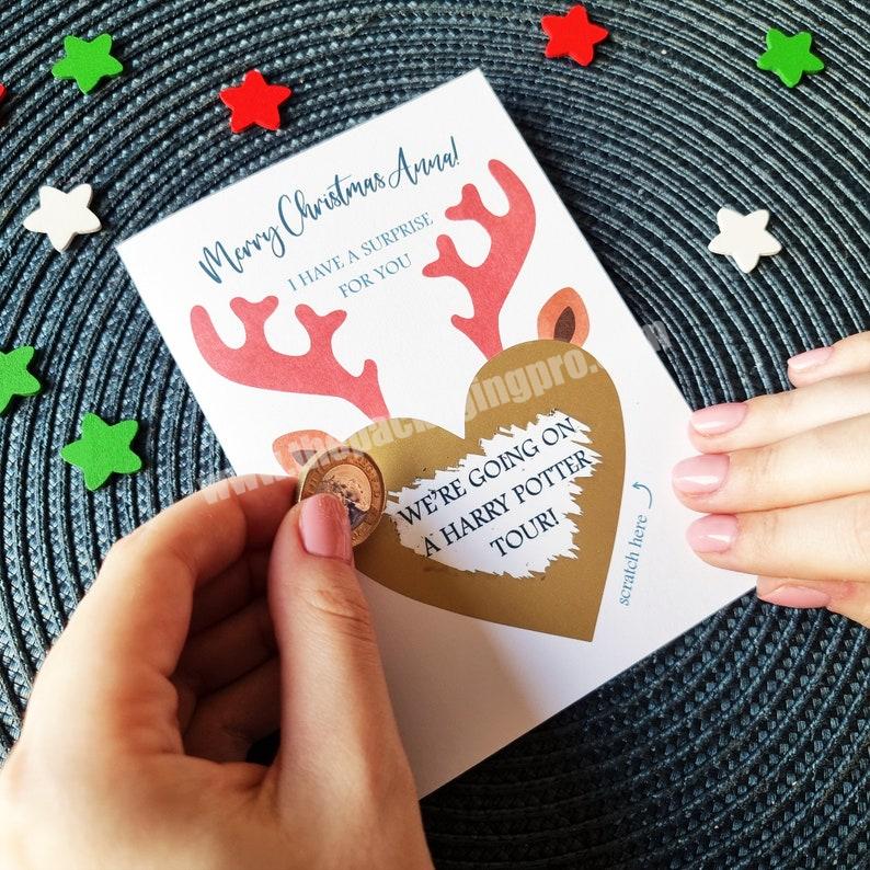 Custom Personalized Scratch To Reveal Christmas Card Surprise Gift Card