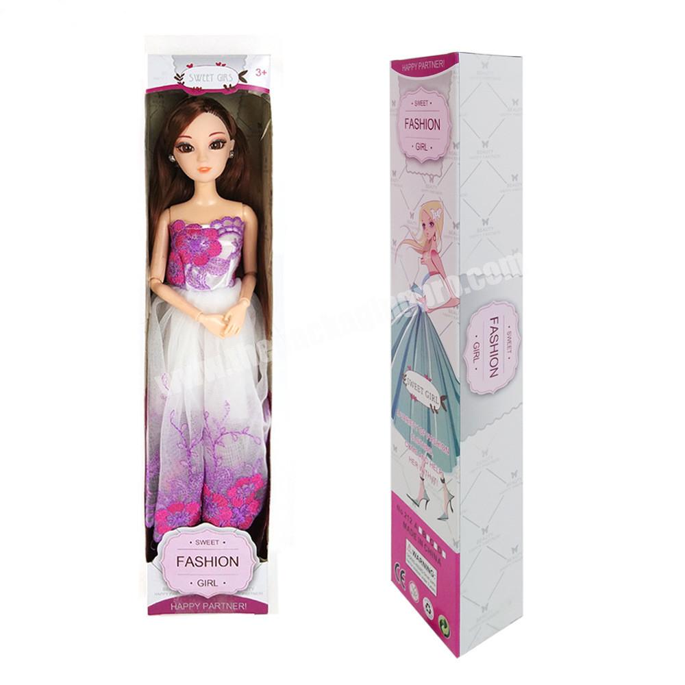 Custom Pink PVC Window Packaging Box For Single Doll