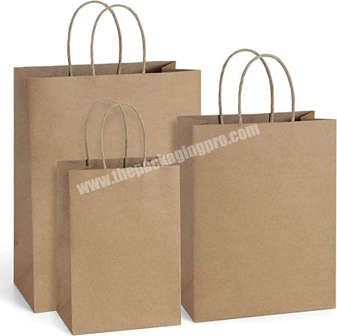 Custom Printed  Recyclable Materials Your Own Logo Kraft Gift Craft Shopping Paper Bag With Handles