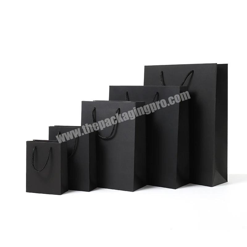 Custom Printed Black Matte Handle Cardboard Packaging Bags Luxury Gift Paper Shopping Bag with Logo