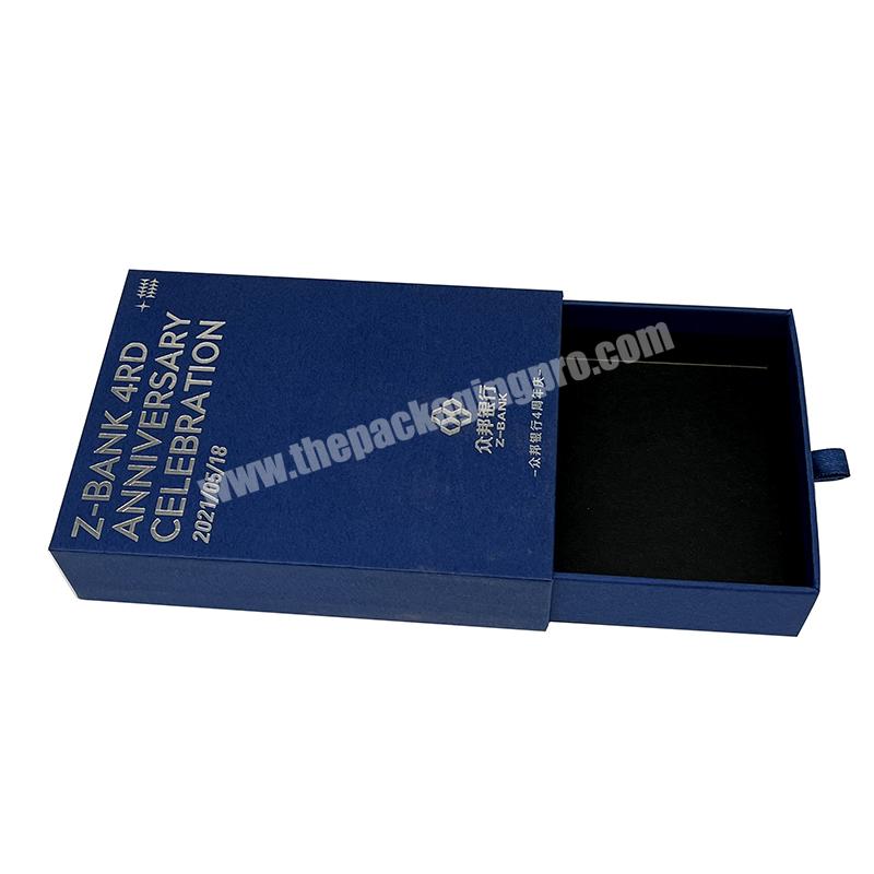 Custom Printed Creative Black Paper Sliding Drawer Business Credit Card Gift Box Vip Member Card Envelope Packaging Slide Box
