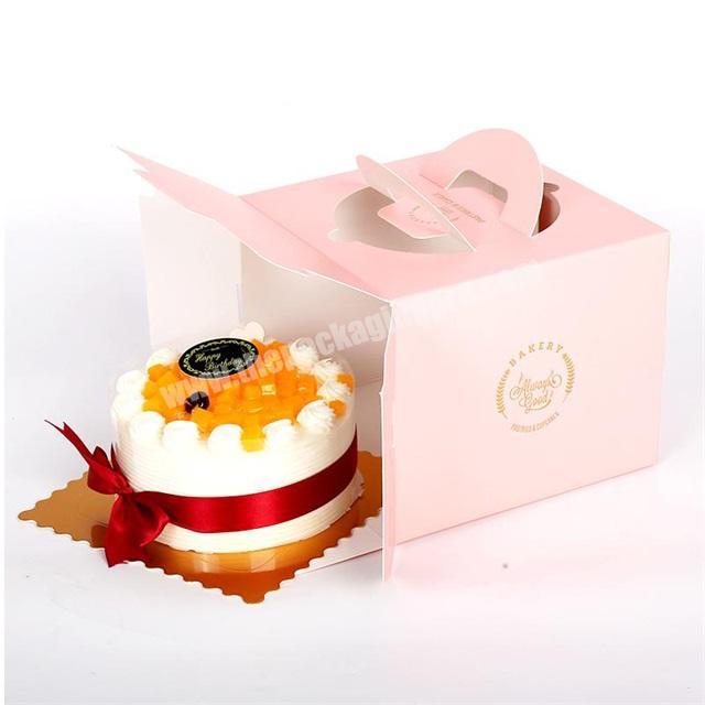 Custom Printed Food Grade Cardboard Cheese Cake Box Cake Carrying Box Bakery Birthday Cake Packaging Box With Handle