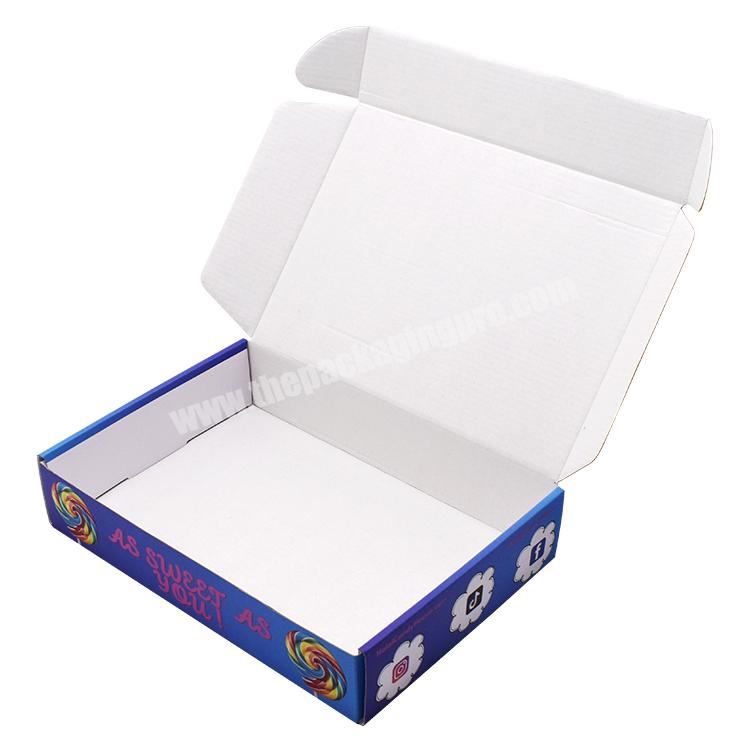 Custom Printed Inside White Corrugated Cardboard Paper Folding Box Candy Packaging Delivery Mailer Shipping Boxes