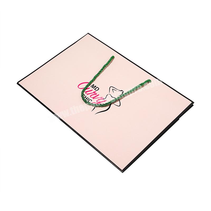 Custom Printed Logo Paper Bags Luxury Matt Black Pink Gift Bags Eco Friendly Shopping Bag Kraft Paper With Handles