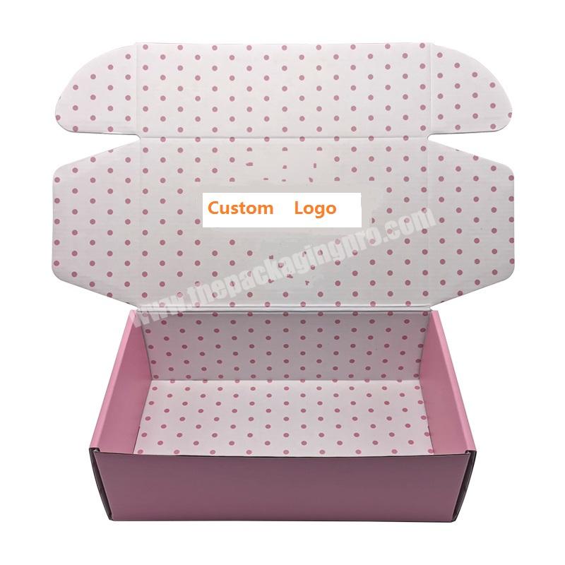 Custom Printed Package Eco Friendly Apparel Mailer Pink Corrugate Packaging Boxes For Clothes