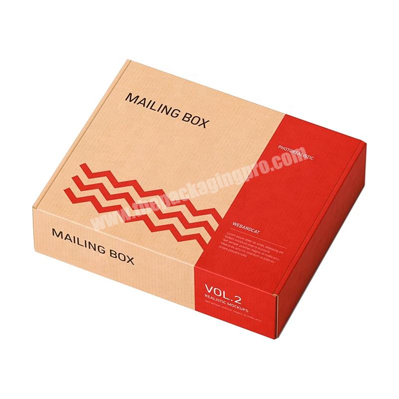 Custom Printed Red Kraft Cardboard Packaging shipping boxes Eco Friendly Shoes Clothes Corrugated Mailer Box With Logo