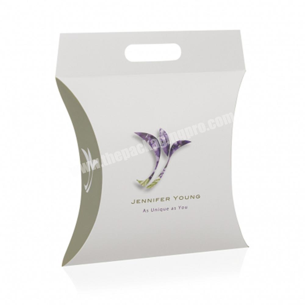Custom Printed White Cosmetic Packaging Paper Pillow Gift Boxes With Handle