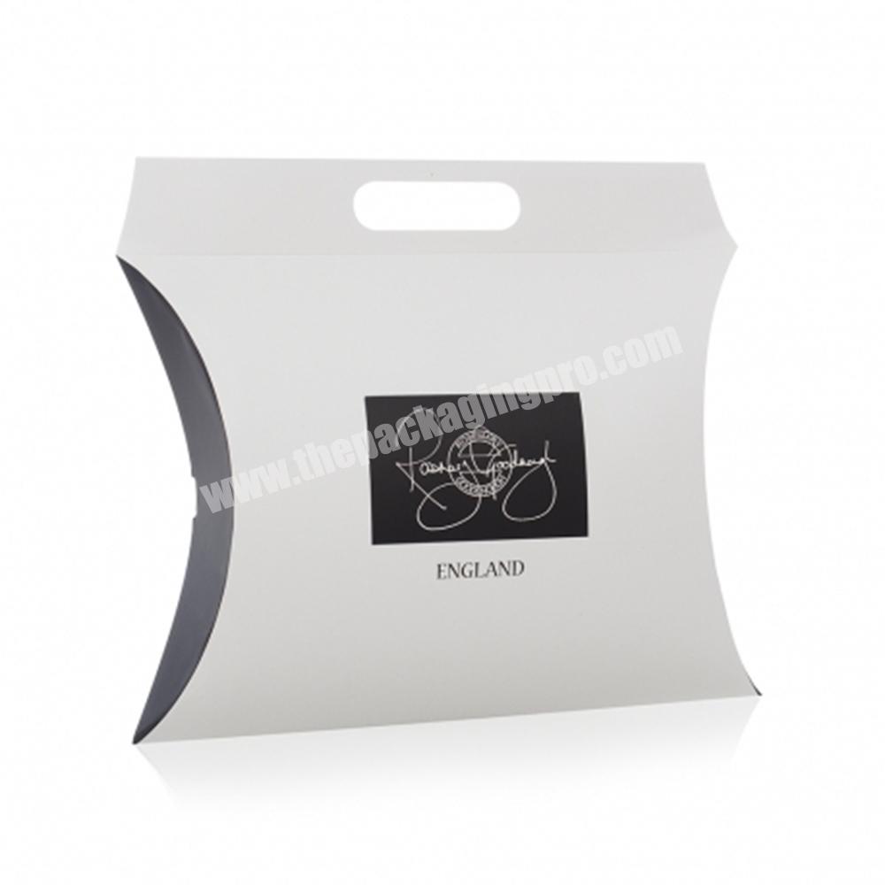 Custom Printed White Paper Folding Cosmetic Hair Extension Packaging Pillow Case Boxes With Handle