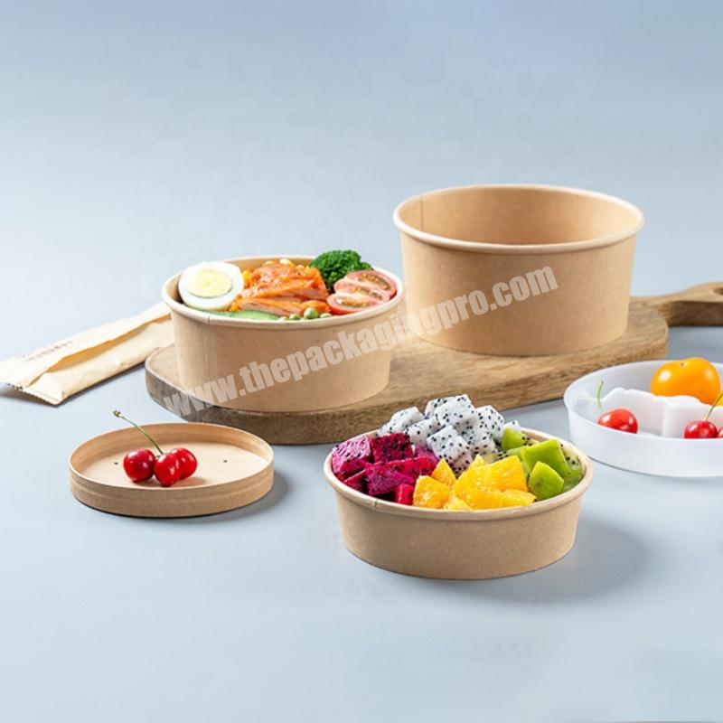 Custom Printing Color 12 oz 500ml 850ml 1000ml 1300ml Take Away Biodegradable Rounded Disposable Food Container Paper Bowls Set