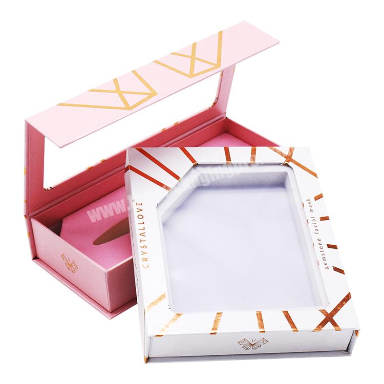 Custom Printing Factory Luxury Fancy Paper Rigid Cardboard Makeup Tools Packaging Magnetic Lid Gift Box With Clear Window