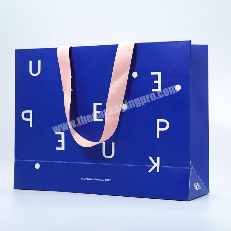 Custom Printing Logo Gift Bag Pink Blue Paper Bag Shopping Paper Bags