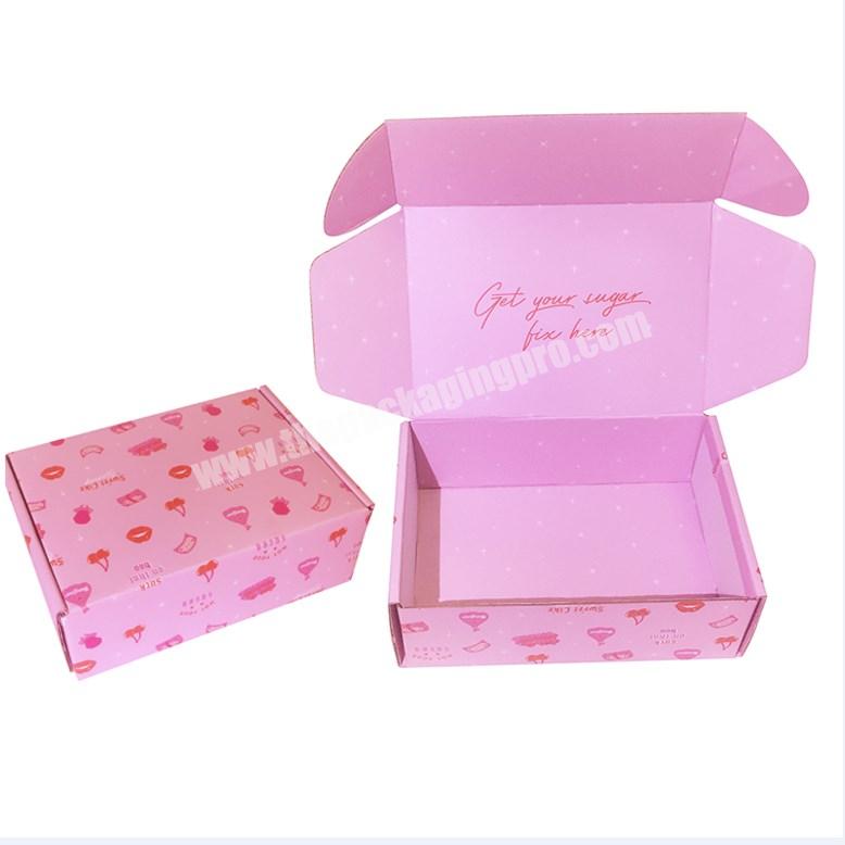 Custom Printing Packing Cajas Carton Mailing Corrugated Cardboard pink Postal Shipping Boxes with Logo Packaging