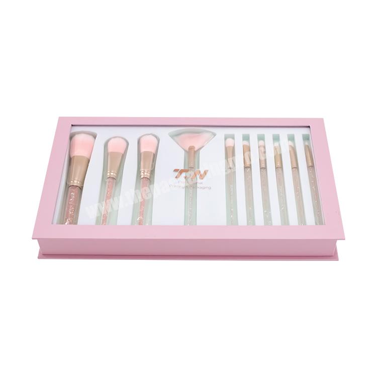 Custom Private Label Pink Big Luxury Lady Makeup Brushes Packaging Set Paper Boxes makeup brushes private label custom gift box