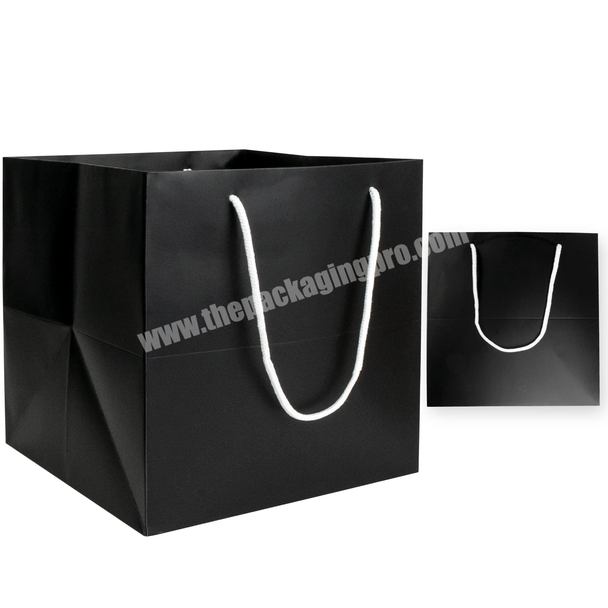 Custom Private Logo Printed Black Small Personalized Luxury Shopping Tote Gift Paper Bags With Chain Handles For Jewelry
