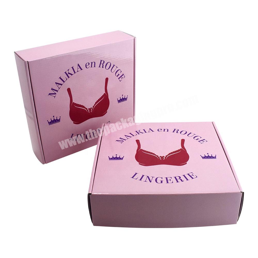 Custom Sexy Bra Pink Packaging Boxes Lingerie Set Fancy Underwear Swimsuit Women Clothing Cardboard Gift Paper Box with Ribbon