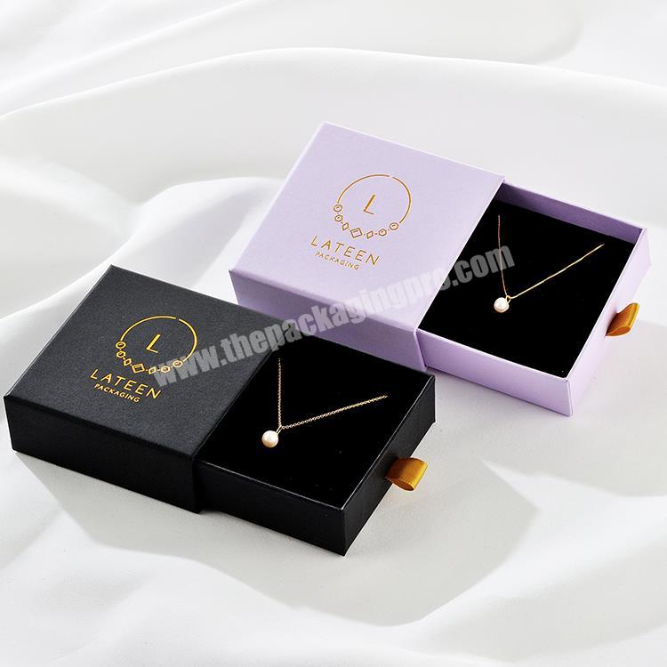 Custom Size Different Logo Printed Custom Jewelry Paper Box Cardboard Drawer Sliding Jewelry Paper Box