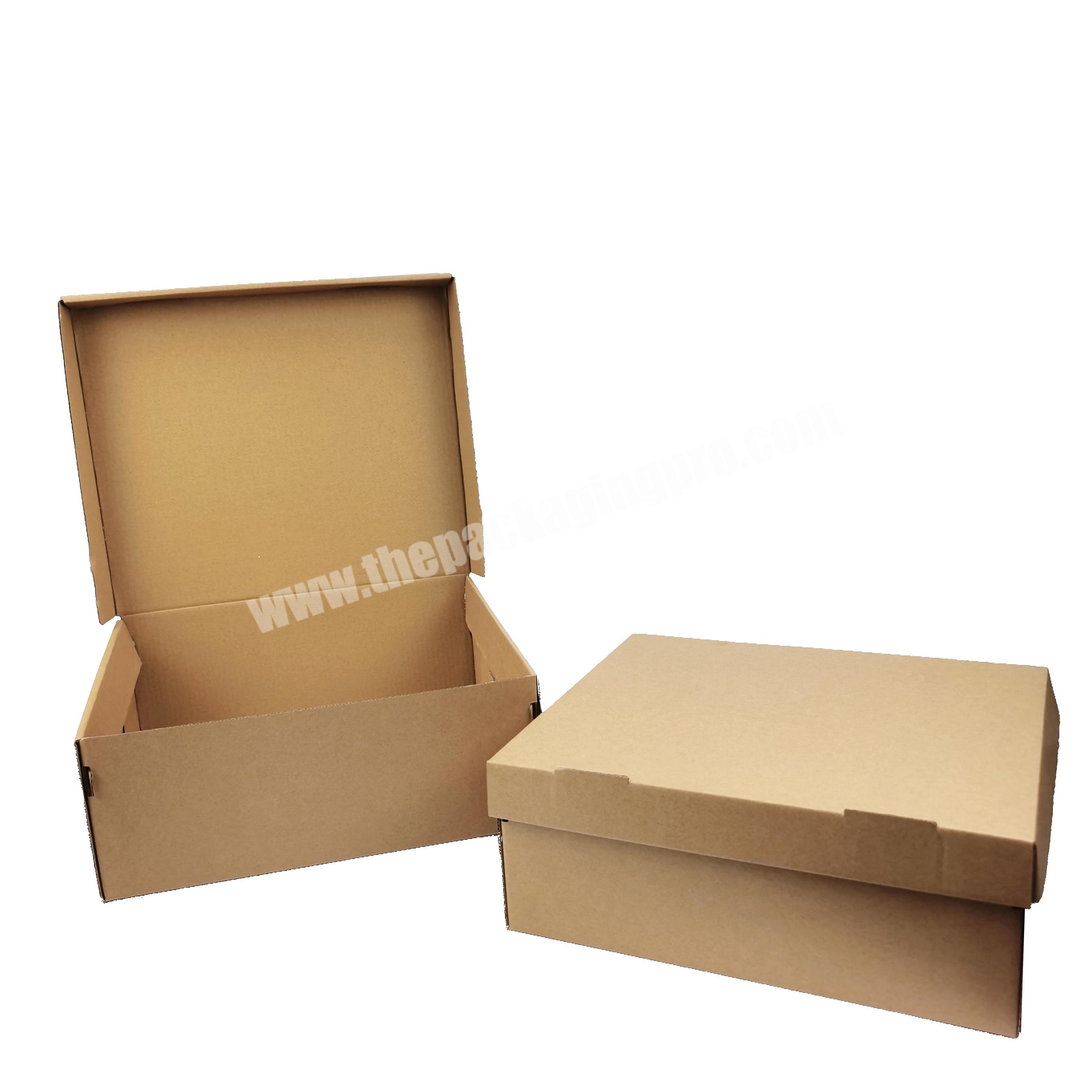 Custom Strong Logo Printed Brown Kraft Paper Folding Shoes Packaging Box