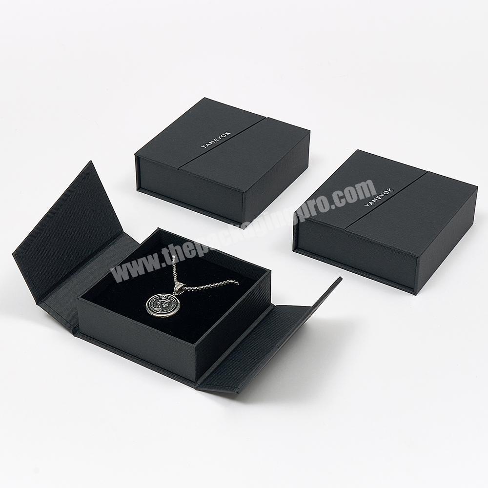 Custom Unique Design Paper Earring Ring Necklace Packaging Double Open Black Jewelry Box