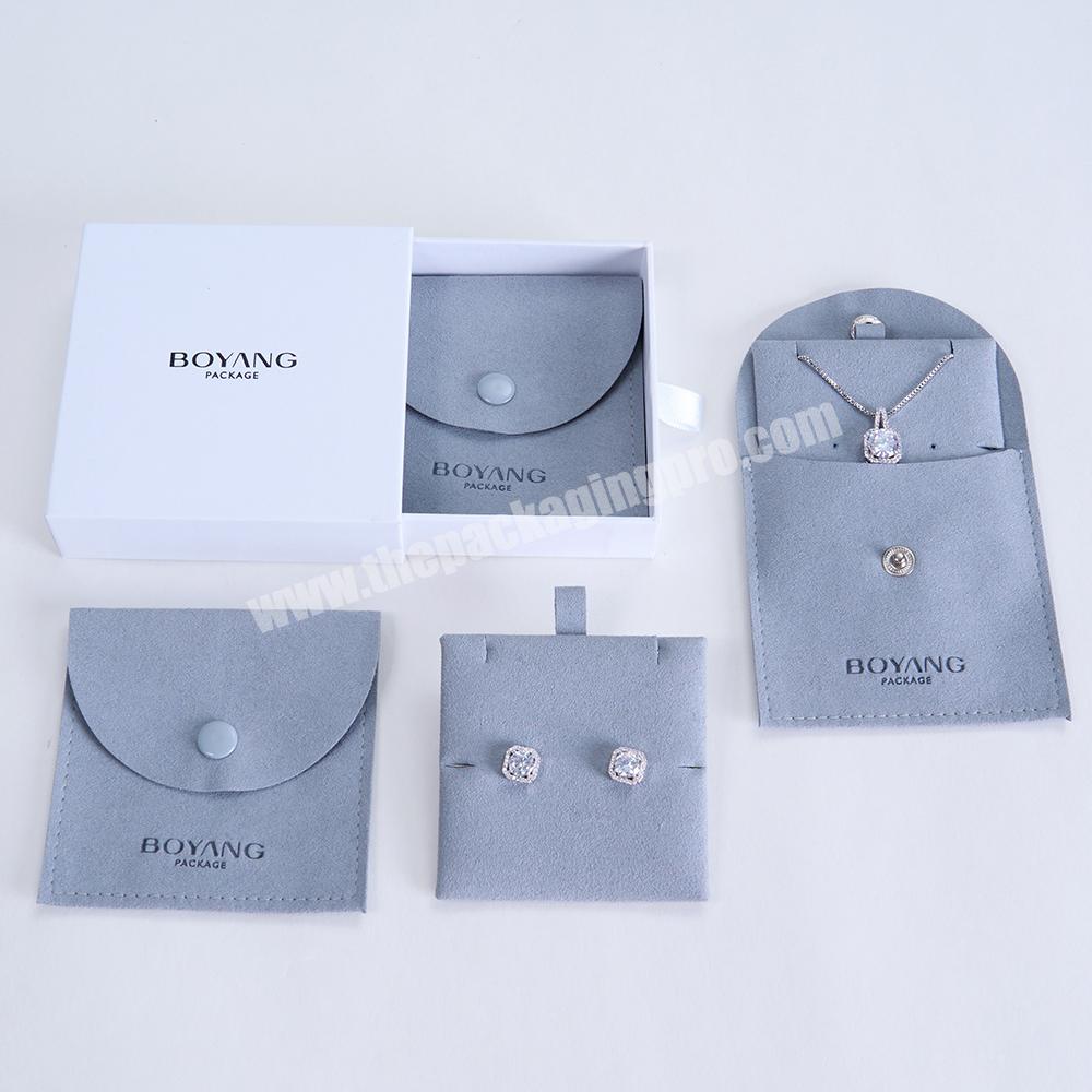 Custom Wholesale Grey Microfiber Pouch Bag Earrings Packaging Jewelry Bags