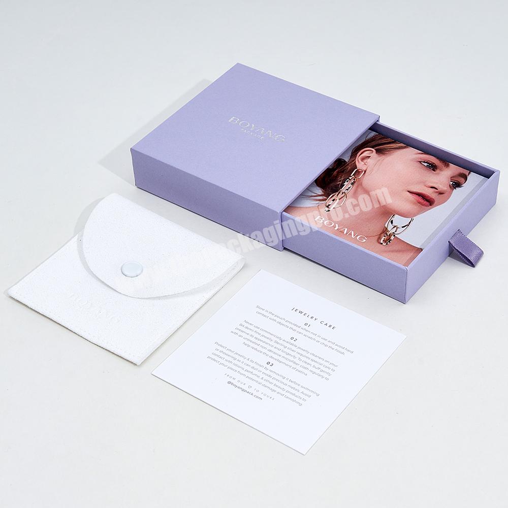 Custom Wholesale Paper Gift Box Packaging Purple Jewelry Drawer Box