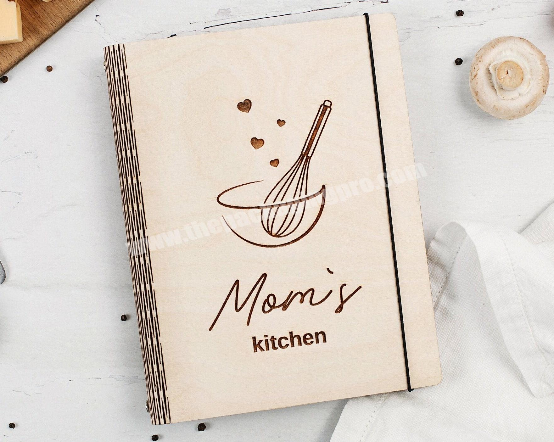 Custom Wooden Tea Recipe Book Binder Custom Journal Cookbook Notebook Planner Valentine's Day Bridal Shower Gift Mom Daughter