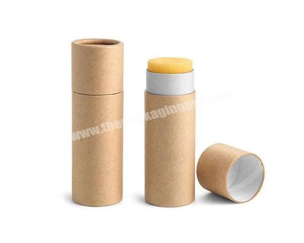 Custom biodegradable eco friendly 60ml kraft cosmetic round deodorant lipstick paper tube packaging