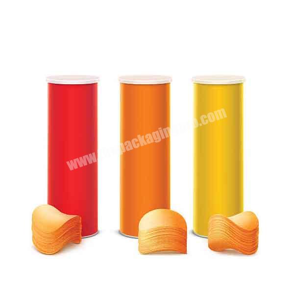 Custom biodegradable printed empty round cardboard food grade aluminum  potato chips paper tube packaging with tear seal
