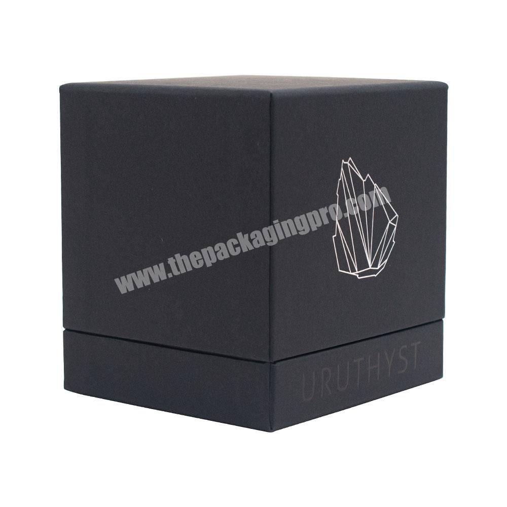 Custom black kraft paper foil silver color logo eco friendly recycled cardboard rigid display lid and base gift packaging boxes