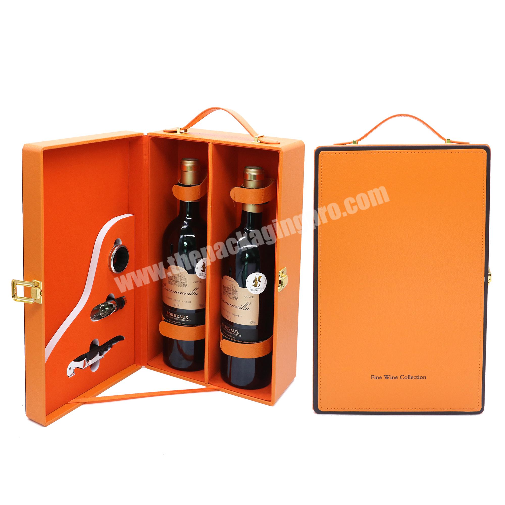 Custom corrugated whiskey wine gift box for 2 bottles wine box with accessories